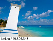 Puerto Morelos bent lighthouse beach in Riviera Maya at Mayan Mexico. Стоковое фото, агентство Ingram Publishing / Фотобанк Лори