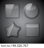 Glass Frame, Rectangular, Star and Round Buttons on Checkered  Abstract Transparent Background. Vector Illustration. EPS10. o2016-04-12-11. Стоковая иллюстрация, агентство Ingram Publishing / Фотобанк Лори