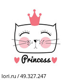 Cute Hand Drawn Cat Vector Illustration. Little Princess with Crown Concept EPS10. Cute Hand Drawn Cat Vector Illustration. Little Princess with Cr. Стоковая иллюстрация, агентство Ingram Publishing / Фотобанк Лори