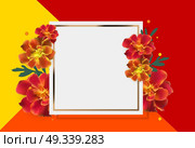 Abstract Tagetes Flower Realistic Vector Frame Background. EPS10. Abstract Tagetes Flower Realistic Vector Frame Background. Стоковая иллюстрация, агентство Ingram Publishing / Фотобанк Лори