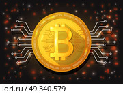 Golden bitcoin digital currency. vector illustration. Стоковая иллюстрация, агентство Ingram Publishing / Фотобанк Лори