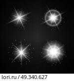 Vector Set of Different White Lights. Different Stars Collection. Star Lights. Стоковая иллюстрация, агентство Ingram Publishing / Фотобанк Лори