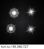 Vector Set of Different White Lights. Different Stars Collection. Star Lights. Стоковая иллюстрация, агентство Ingram Publishing / Фотобанк Лори