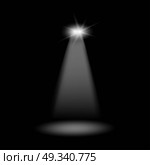 Vector searchlight. Black scene. Стоковая иллюстрация, агентство Ingram Publishing / Фотобанк Лори