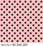 Seamless polka dot pattern. Black dots on pink background. Vector illustration. Стоковая иллюстрация, агентство Ingram Publishing / Фотобанк Лори