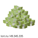 Stack of Money Vector Illustration Flat Design.. Stack of money vector. Pile of banknotes in flat style design. Getting maximum profit idea. Cash for all purposes. Illustration for credit, savings, charitable concepts. Isolated on white background. Стоковая иллюстрация, агентство Ingram Publishing / Фотобанк Лори
