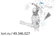 Conceptual abstract man is doing powerful punch. Connected lines, dots, triangles, particles. Artificial intelligence concept. High technology vector, digital background. 3D render vector illustration. Conceptual abstract man is doing powerful punch. Connected lines, dots, triangles, particles. Artificial intelligence concept. High technology vector, digital background. 3D render vector illustration. Стоковая иллюстрация, агентство Ingram Publishing / Фотобанк Лори