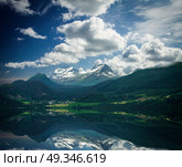 natural landscape at geirangerfjord . Norway mountain. Стоковое фото, агентство Ingram Publishing / Фотобанк Лори