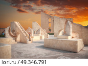 Jantar Mantar - the observatory, built in 1727-1734 gg. Rajput by Maharaja Sawai Jai Singh in which he founded shortly before the city of Jaipur. Стоковое фото, агентство Ingram Publishing / Фотобанк Лори