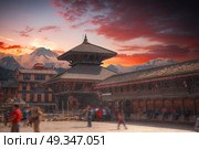 Temples of Durbar Square in Bhaktapur, Kathmandu valey, Nepal. Стоковое фото, агентство Ingram Publishing / Фотобанк Лори