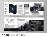 Set of business templates for tri fold square design brochures. Leaflet cover, abstract flat layout, easy editable vector. Sacred geometry, glowing geometrical ornament. Mystical background.. Set of business templates for tri fold square design brochures. Leaflet cover, abstract flat layout, easy editable vector. Sacred geometry, glowing geometrical ornament. Mystical background. Стоковая иллюстрация, агентство Ingram Publishing / Фотобанк Лори