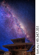 Night starry sky. Durbar Square in the center of Kathmandu, Nepal. Durbar Square in the center of Kathmandu. Стоковое фото, агентство Ingram Publishing / Фотобанк Лори