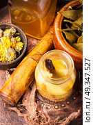 Natural herbs medicine. Natural herbal medicine,medicinal herbs and herbal medicinal tinctures. Стоковое фото, агентство Ingram Publishing / Фотобанк Лори