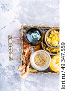 Alternative herbal medicine. Natural herbal medicine,herbs,root and herbal medicinal tinctures.Natural herbs medicine. Стоковое фото, агентство Ingram Publishing / Фотобанк Лори