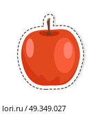 Red Apple Flat Vector Isolated Sticker or Icon. Ripe fruit sticker or icon. Red apple flat vector isolated on white background. Vegetarian food illustration outlined with dotted line. Red Apple Flat Vector Isolated Sticker or Icon. Стоковая иллюстрация, агентство Ingram Publishing / Фотобанк Лори