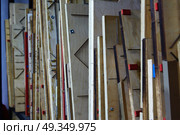 Dye punching paper machine in wood board. Dye punching paper machine in wood board in printing factory. Стоковое фото, агентство Ingram Publishing / Фотобанк Лори