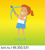 Summer Games Colorful Banner. Archery Sport. Archery sport template. Summer games colorful banner. Active way of life concept. Competitions, achievements, best results. Practice or skill of using a bow to propel arrows. Vector illustration. Стоковая иллюстрация, агентство Ingram Publishing / Фотобанк Лори