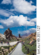 Echium wildpretii .Famous Finger Of God rock in Teide national park. Tenerife island - Canary, Spain. Famous Finger Of God rock . Стоковое фото, агентство Ingram Publishing / Фотобанк Лори
