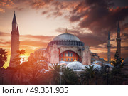 Hagia Sophia . Night landscape of the Starry sky.. Night landscape of the Starry sky. Стоковое фото, агентство Ingram Publishing / Фотобанк Лори