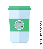 Goat dairy product vector. Flat design. Labeled plastic cup container with goat head. Illustration for farm husbandry, milk production, grocery store ad. Sour cream or yoghurt. Diet food. On white. Goat Dairy Product Flat Style Vector Illustration. Goat Dairy Product Flat Style Vector Illustration. Стоковая иллюстрация, агентство Ingram Publishing / Фотобанк Лори