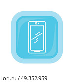 Mobile Phone Icon Isolated. Cellphone Communicator. Mobile phone icon isolated on white. Cellphone communicator. Communication device. For mobile appliances, web design, buttons. Telephone or smartphone symbol. Flat style design. Vector illustration. Стоковая иллюстрация, агентство Ingram Publishing / Фотобанк Лори