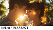 A couple is kissing in the sun. Стоковое AI-изображение, AI-художник Ярославский Максим / Фотобанк Лори