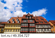 Quedlinburg city facades in Harz Germany. Quedlinburg city facades in Harz of Saxony Anhalt Germany. Стоковое фото, агентство Ingram Publishing / Фотобанк Лори