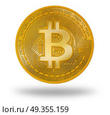 Bitcoin BTC coin with logo isolated on white. Bitcoin BTC coin with logo isolated on white background. Стоковое фото, агентство Ingram Publishing / Фотобанк Лори