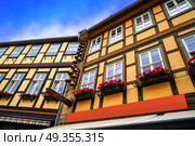 Wernigerode facades in Harz Germany at Saxony Anhalt. Wernigerode facades in Harz Germany Saxony. Стоковое фото, агентство Ingram Publishing / Фотобанк Лори