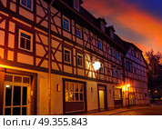 Nordhausen city at sunset in Thuringia Germany. Nordhausen city facades at sunset in Thuringia Germany. Стоковое фото, агентство Ingram Publishing / Фотобанк Лори