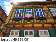 Quedlinburg city facades in Harz Germany. Quedlinburg city facades in Harz of Saxony Anhalt Germany. Стоковое фото, агентство Ingram Publishing / Фотобанк Лори