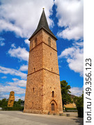 St Petri Kirche tower Nordhausen Harz Germany. St Petri Kirche church tower in Nordhausen at Harz Thuringia of Germany. Стоковое фото, агентство Ingram Publishing / Фотобанк Лори