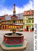 Wernigerode fountain in Harz Germany at Saxony Anhalt. Wernigerode fountain in Harz Germany at Saxony. Стоковое фото, агентство Ingram Publishing / Фотобанк Лори