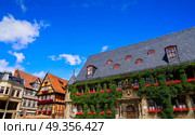 Rathaus Quedlinburg facade in Harz Germany. Rathaus Quedlinburg facade in Harz Saxony Anhalt Germany. Стоковое фото, агентство Ingram Publishing / Фотобанк Лори