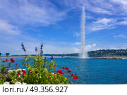 Geneva Geneve lake water Jet D’eau Switzerland. Geneva Geneve lake water Jet D’eau Switzerland Swiss Leman. Стоковое фото, агентство Ingram Publishing / Фотобанк Лори