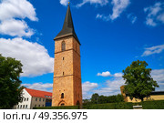 St Petri Kirche tower Nordhausen Harz Germany. St Petri Kirche church tower in Nordhausen at Harz Thuringia of Germany. Стоковое фото, агентство Ingram Publishing / Фотобанк Лори
