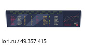 Stock Exchange Index Monitoring Concept Vector. Monitoring stock exchange indexes vector. Flat style design. Online training instruments concept. Financial indexes in real time illustration. Giant long monitor with exchange rates and graphs. Стоковая иллюстрация, агентство Ingram Publishing / Фотобанк Лори
