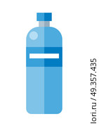 Blue Plastic Bottle. Blue plastic bottle. Illustration of bottle of mineral water. Plastic bottle icon. Retail store element. Simple drawing. Isolated vector illustration on white background. Стоковое фото, агентство Ingram Publishing / Фотобанк Лори