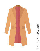 Winter, Autumn Coat or Trench Coat. Vector illustration green brown winter, autumn coat or trench coat. Double breasted coat isolated on white. Стоковая иллюстрация, агентство Ingram Publishing / Фотобанк Лори