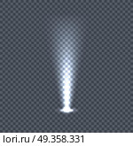 Illumination with Light Effects on Transparency. Illumination with bright light effects on transparent plaid background. Lighting with spotlights. Scene stage disco spotlight lights. Projectors light sources. Glowing glitter. Bright sparkle. Vector. Стоковая иллюстрация, агентство Ingram Publishing / Фотобанк Лори