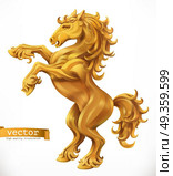 Horse, gold emblem. 3d vector icon. Стоковая иллюстрация, агентство Ingram Publishing / Фотобанк Лори