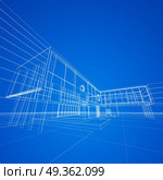 Blueprint on blue 3d rendering. Blueprint on blue. My design and 3d rendering model. Blueprint on blue 3d rendering. Стоковое фото, агентство Ingram Publishing / Фотобанк Лори