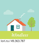 Windless Weather. No Wind. Countryside Building.. Windless weather. No wind. Countryside building. Modern cottage in sunny windless day. House without blowing any wind. Calm, sunny weather near residence. Vector illustration in flat style. Стоковая иллюстрация, агентство Ingram Publishing / Фотобанк Лори