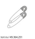 Metal Needles or Safety Pins Isolated. Metal needles or safety pins isolated on white background. First medical aid accessoires. Emergency equipment. Fixation element. Sterile silver chrome pins to fix bandage. Vector illustration. Стоковая иллюстрация, агентство Ingram Publishing / Фотобанк Лори