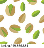 Pistachios seamless pattern vector in flat design. Traditional snack. Healthy food. Nut ornament for wallpapers, polygraphy, textiles, web page design, surface textures. Isolated on white background.. Pistachios Seamless Pattern Vector in Flat Design.. Pistachios Seamless Pattern Vector in Flat Design. Стоковая иллюстрация, агентство Ingram Publishing / Фотобанк Лори