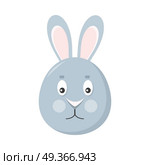Rabbit Mask Isolated on White. Hare or Grey Bunny. Rabbit mask isolated on white. Hare or grey bunny. Cartoon character face to celebrate happy events at kindergarten, birthday, children holiday festival. Sticker for toddler. Vector in flat style. Стоковая иллюстрация, агентство Ingram Publishing / Фотобанк Лори