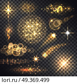 Set glows bright star light fireworks. Flash and glow, sparkle illuminated, flare effect, shine explosion, glitter and twinkle, spark magic, decoration starburst, shiny illustration. Raster version. Set Glows Bright Star Light Fireworks. Стоковая иллюстрация, агентство Ingram Publishing / Фотобанк Лори