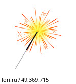 Bengal or indian light sparkler, Bengal fire firework isolated on white. Salute element for celebration of holidays and parties, weddings and birthdays. Bright sparks used for entertainment purposes.. Bengal Light, Fire, Firework Sparkler Isolated. Стоковая иллюстрация, агентство Ingram Publishing / Фотобанк Лори