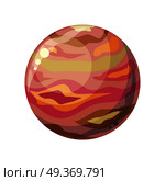 Planet Jupiter icon. Element of solar system. Solar system. Isolated planet. Red round planet. Isolated object in flat design on white background. Vector illustration.. Planet Jupiter Icon. Стоковая иллюстрация, агентство Ingram Publishing / Фотобанк Лори