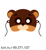Bear animal carnival mask vector illustration in flat style. Brown and beige teddy bear. Funny childish masquerade mask isolated on white. New Year masque for festivals, holiday dress code for kids. Bear Animal Carnival Mask. Brown and Beige Teddy. Стоковая иллюстрация, агентство Ingram Publishing / Фотобанк Лори